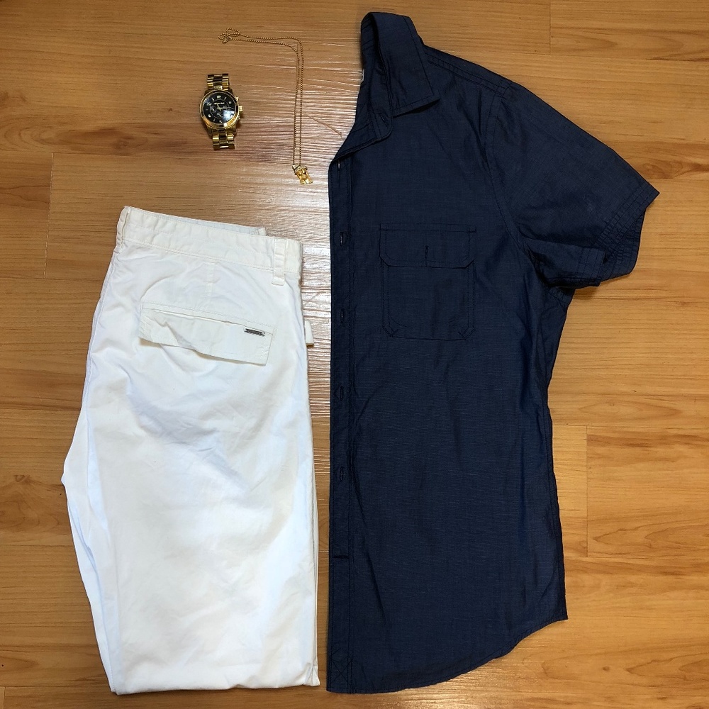 Express dark blue button down
